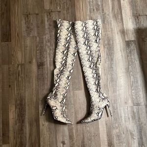 Steve Madden Dominique thigh high snake skin boots